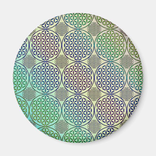 Flower of Life - stamp grunge pattern 2 Magnet (Front)