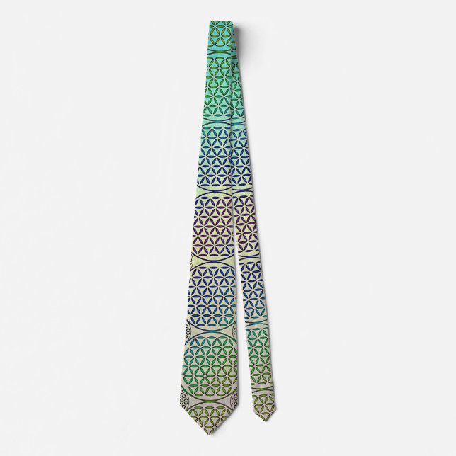 Flower of Life - stamp grunge pattern 2 Neck Tie (Front)