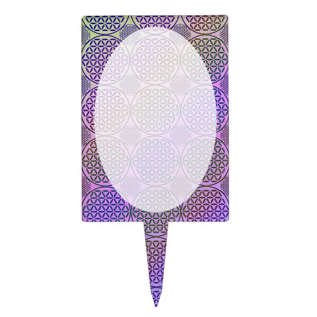 Flower of Life - stamp grunge pattern 3 Cake Topper (Front)