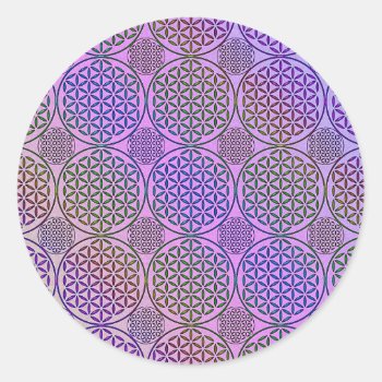 Flower Of Life - Stamp Grunge Pattern 3 Classic Round Sticker by SpiritEnergyToGo at Zazzle