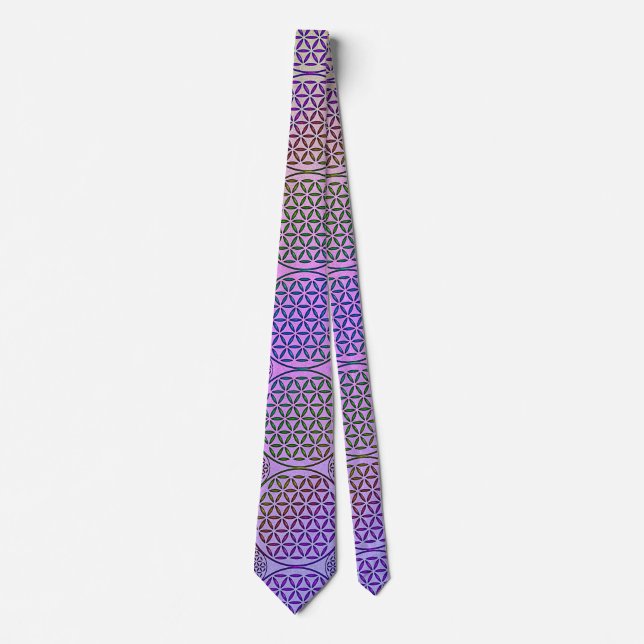 Flower of Life - stamp grunge pattern 3 Tie (Front)