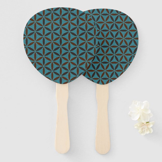 FLOWER OF LIFE - stamp pattern 2 Hand Fan (Front and Back)