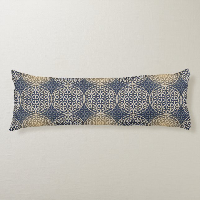 Flower of Life - stamp pattern - blue sand Body Pillow (Front)