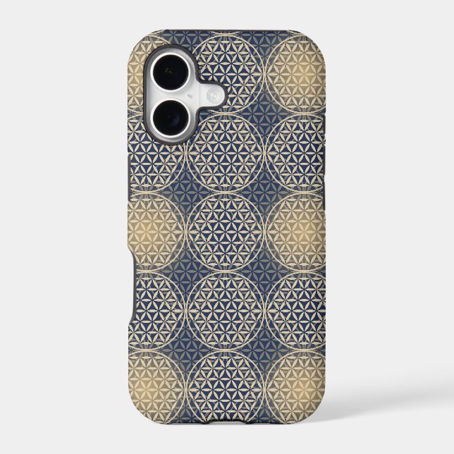 Flower of Life - stamp pattern - blue sand Iphone Case (Back)