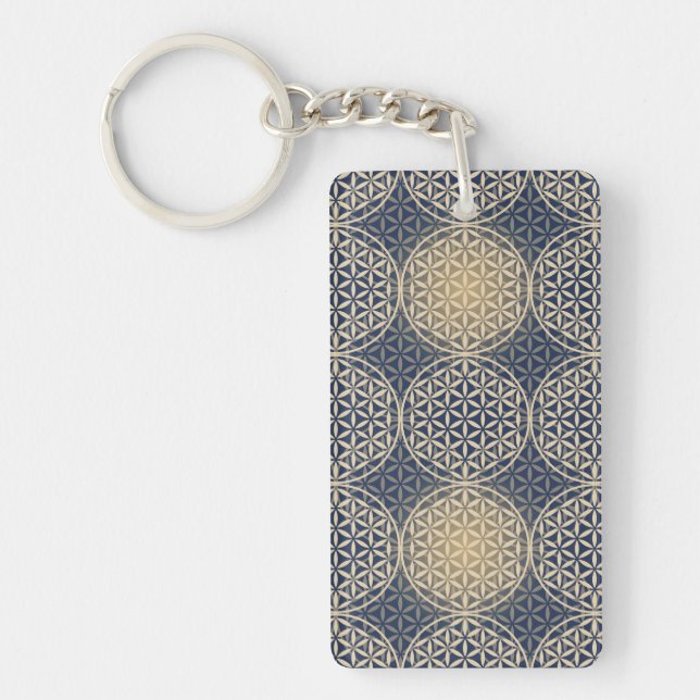 Flower of Life - stamp pattern - blue sand Keychain (Front)