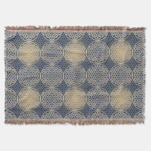 Flower of Life - stamp pattern - blue sand Throw Blanket