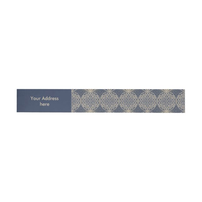 Flower of Life - stamp pattern - blue sand Wrap Around Address Label (Individual)