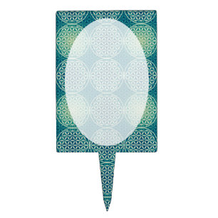 Flower of Life - stamp pattern - cyan blue Cake Topper