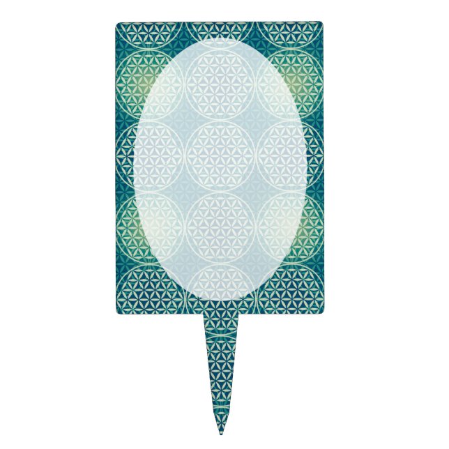 Flower of Life - stamp pattern - cyan blue Cake Topper (Front)