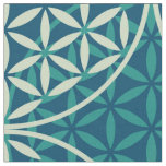 Flower of Life - stamp pattern - cyan blue Fabric