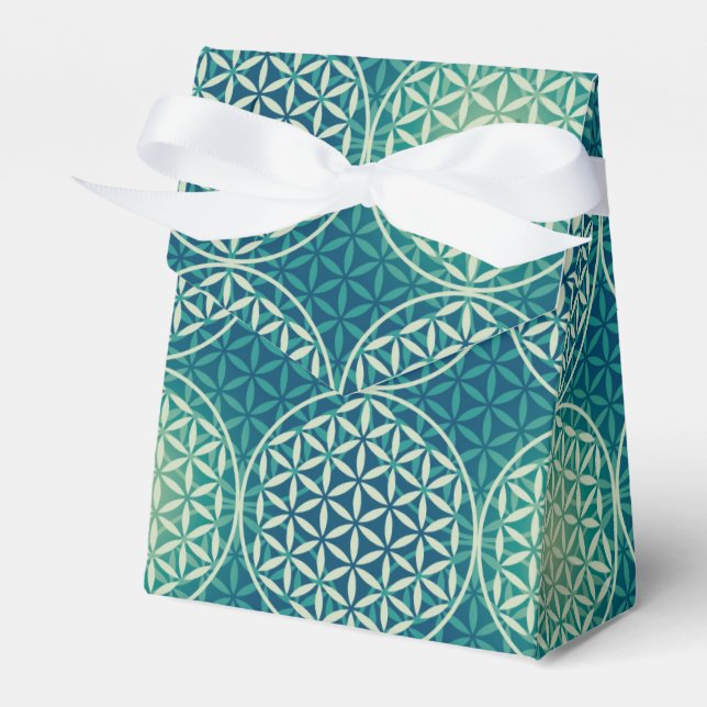 Flower of Life - stamp pattern - cyan blue Favor Boxes (Front Side)