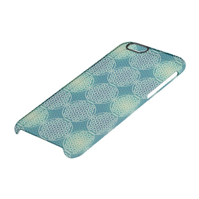 Flower of Life - stamp pattern - cyan blue Uncommon iPhone Case (Bottom)