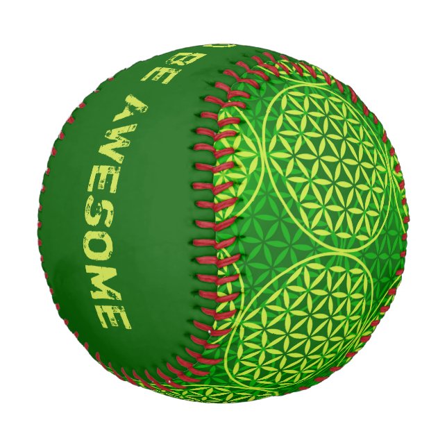 Flower of Life - stamp pattern - green Baseball (Angled)