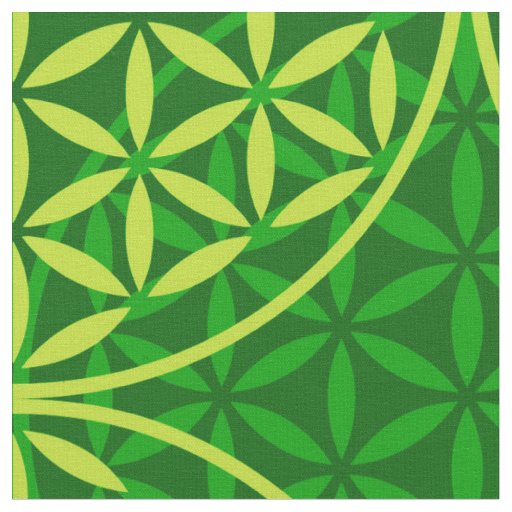 Flower of Life - stamp pattern - green Fabric