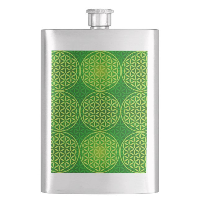Flower of Life - stamp pattern - green Flask (Front)