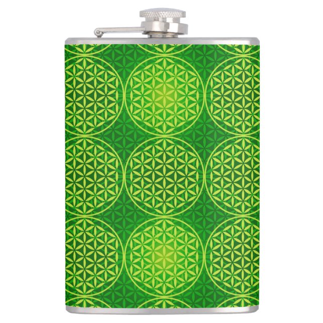 Flower of Life - stamp pattern - green Flask (Front)