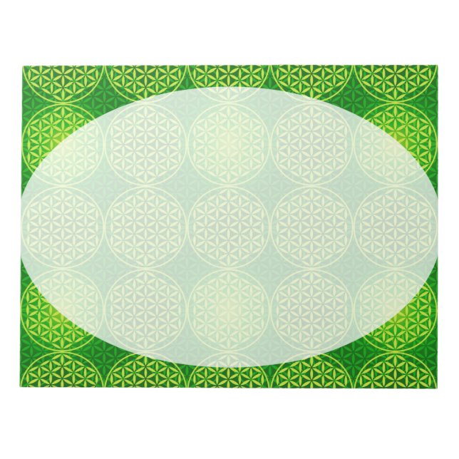 Flower of Life - stamp pattern - green Notepad (Front)