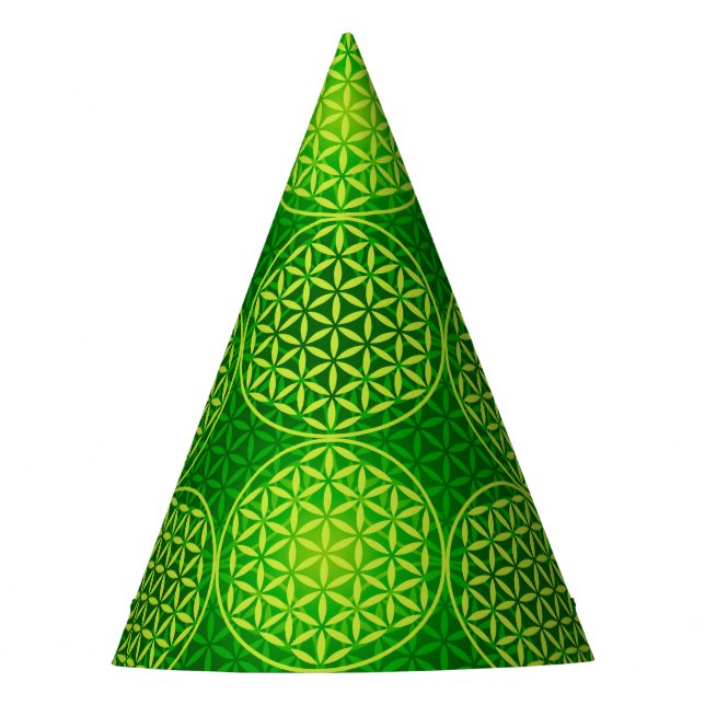 Flower of Life - stamp pattern - green Party Hat (Front)