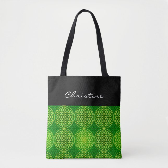 Flower of Life - stamp pattern - green Tote Bag (Front)