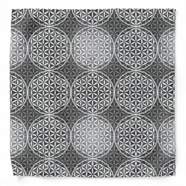 Flower of Life - stamp pattern - grey Bandana (Front)