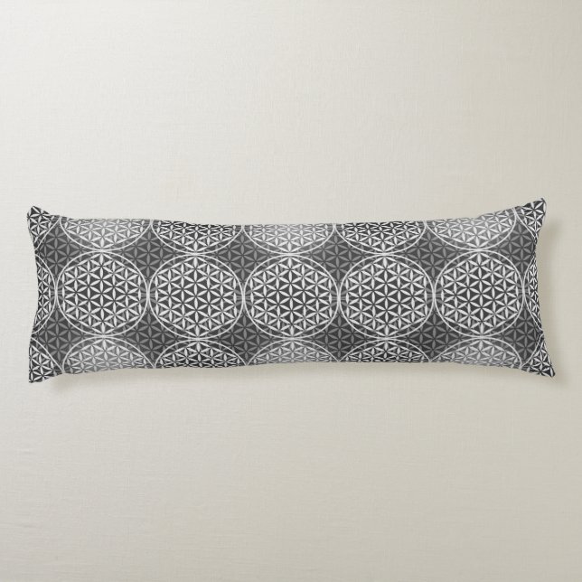 Flower of Life - stamp pattern - grey Body Pillow (Back)