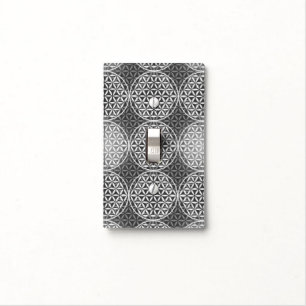 Flower of Life - stamp pattern - grey Light Switch Cover