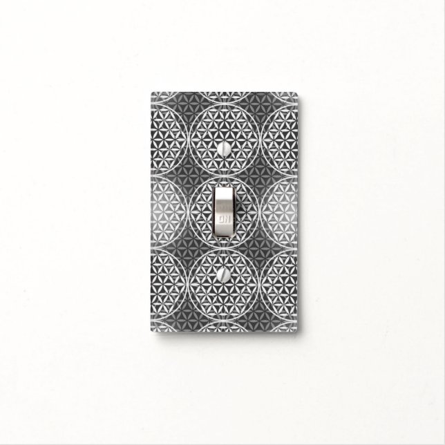 Flower of Life - stamp pattern - grey Light Switch Cover (In Situ)