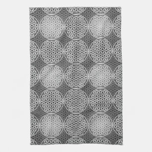 Flower of Life - stamp pattern - grey Towel