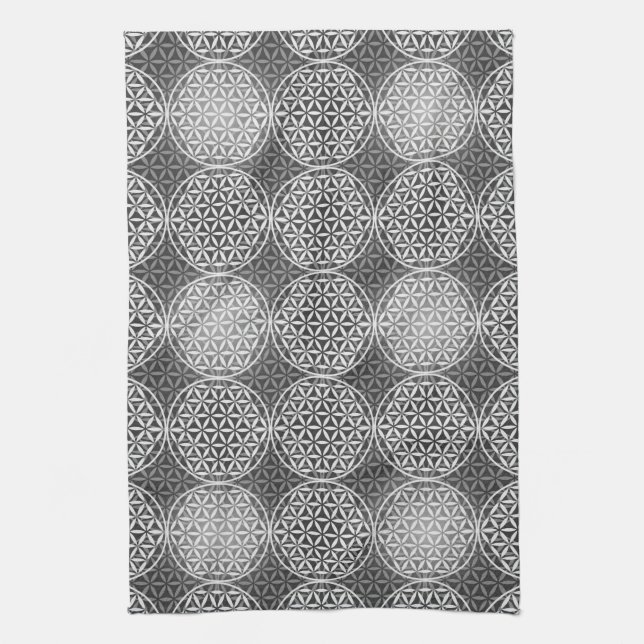 Flower of Life - stamp pattern - grey Towel (Vertical)