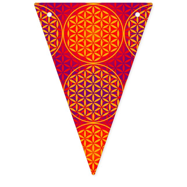 Flower of Life - stamp pattern - orange pink Bunting Flags (First Flag)