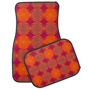 Flower of Life - stamp pattern - orange pink Car Floor Mat
