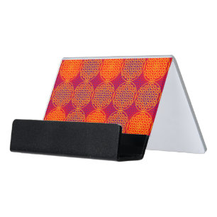 Flower of Life - stamp pattern - orange pink Desk Business Card Holder