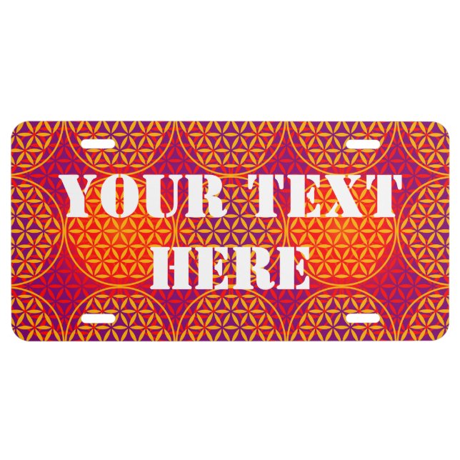Flower of Life - stamp pattern - orange pink License Plate (Front)
