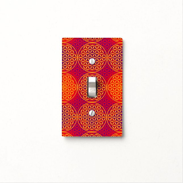 Flower of Life - stamp pattern - orange pink Light Switch Cover (In Situ)