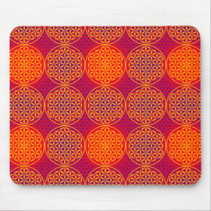 Flower of Life - stamp pattern - orange pink Mouse Pad