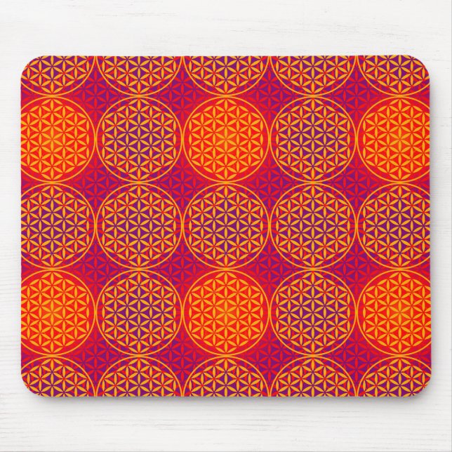 Flower of Life - stamp pattern - orange pink Mouse Pad (Front)