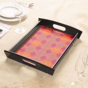 Flower of Life - stamp pattern - orange pink Serving Tray