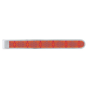 Flower of Life - stamp pattern - orange pink Silver Finish Tie Clip