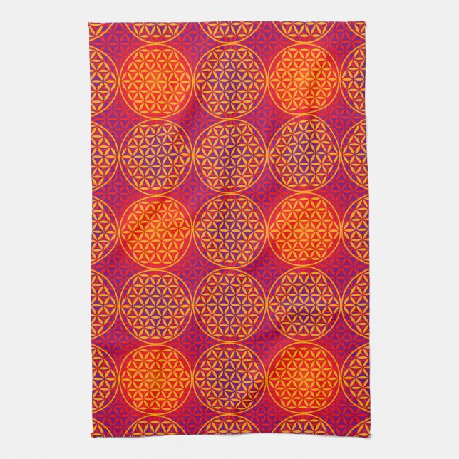 Flower of Life - stamp pattern - orange pink Towel (Vertical)