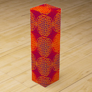 Flower of Life - stamp pattern - orange pink Wine Gift Box