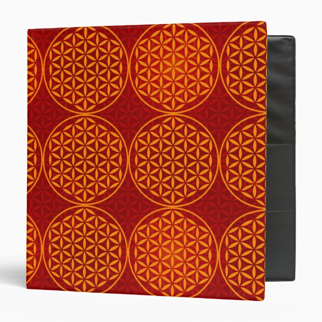 Flower of Life - stamp pattern - orange red 3 Ring Binder (Front/Inside)