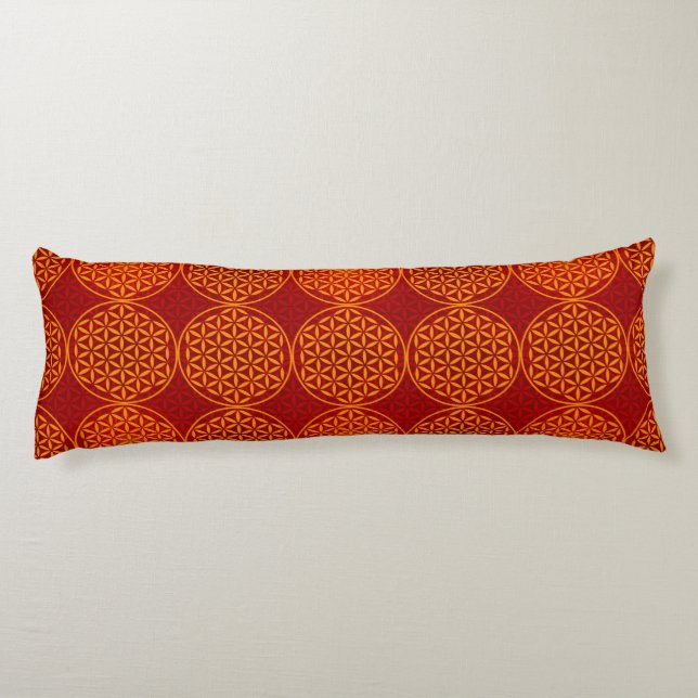 Flower of Life - stamp pattern - orange red Body Pillow (Back)