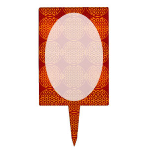 Flower of Life - stamp pattern - orange red Cake Topper
