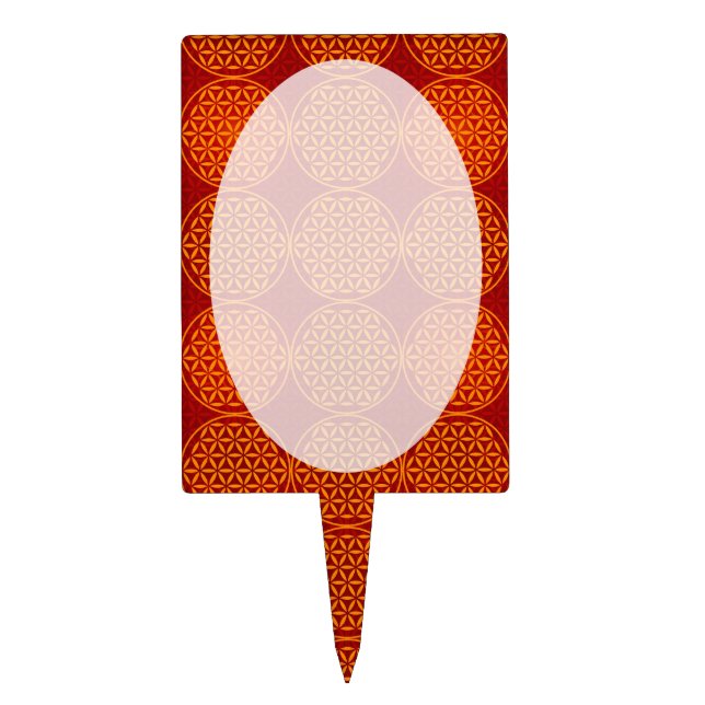 Flower of Life - stamp pattern - orange red Cake Topper (Front)