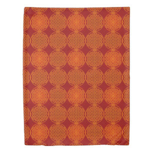 Flower of Life - stamp pattern - orange red Duvet Cover