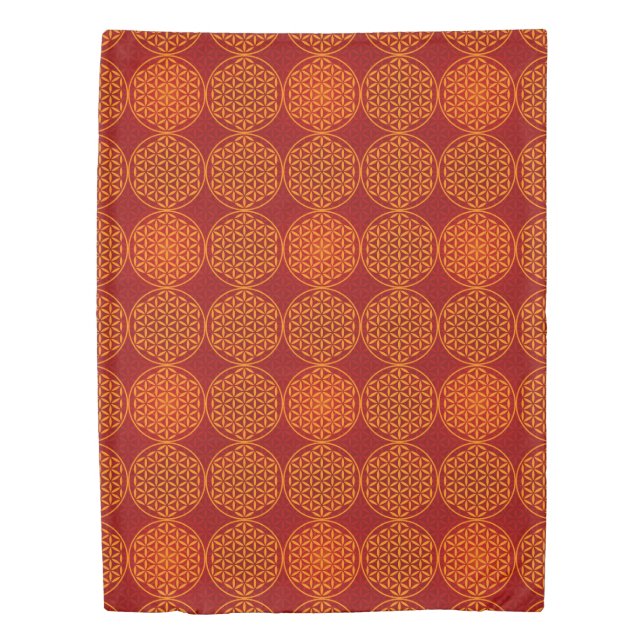 Flower of Life - stamp pattern - orange red Duvet Cover (Front)