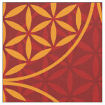 Flower of Life - stamp pattern - orange red Fabric