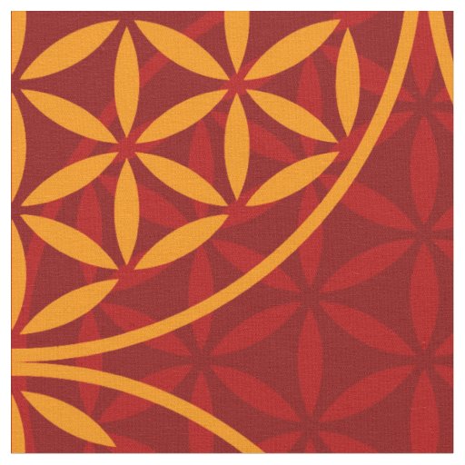 Flower of Life - stamp pattern - orange red Fabric