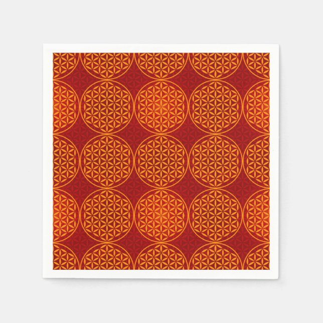 Flower of Life - stamp pattern - orange red Napkins (Front)
