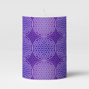 Flower of Life - stamp pattern - purple Pillar Candle